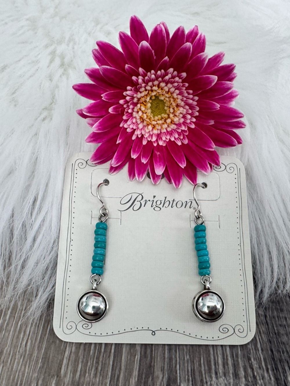 🩵BRIGHTON Contempo Nuevo Azul Dome French Wire Earrings Turquoise
